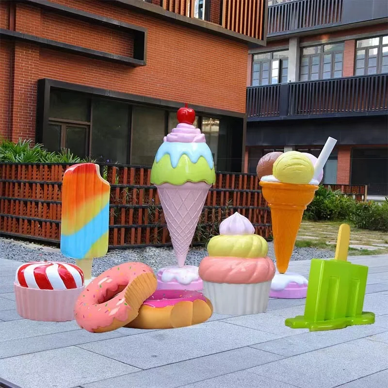 Festival decor color beautiful design fiberglass  ice cream cone statue