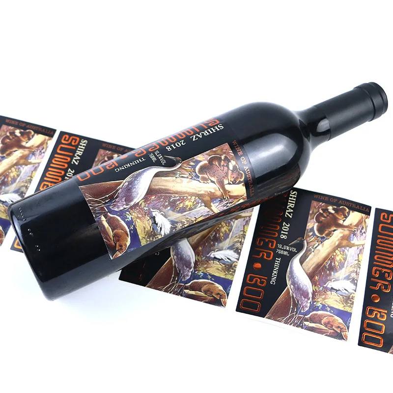 Brand sticker custom logo   labels  custom  Whiskey  champagne wine bottle sealed self-adhesive water bottle label Silk