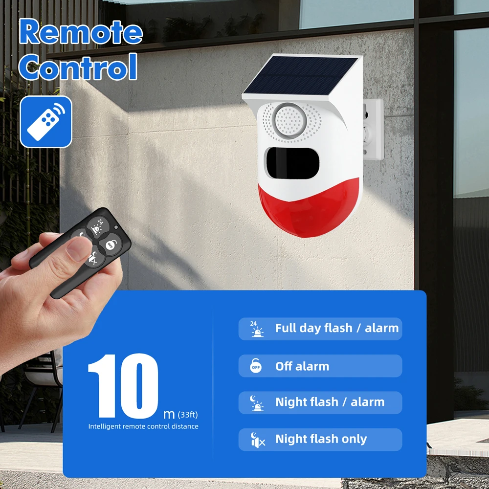 Tuya Smart WiFi Infrared Detector Alarm System Solar Siren outdoor PIR Aram Wireless Siren with RF433 Remote Controller