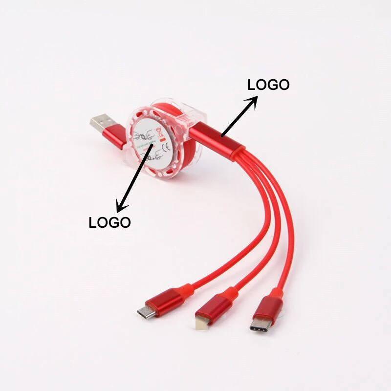JX759 Mobile Phone Sync Data Cable 3 in 1 Micro Multi USB Charger Cable Customizable For iphone Charging Usb Cable with logo