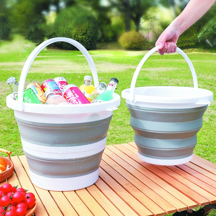 15 Liters Silicone Collapsible Beach Sand Bucket Silicone Foldable Water Bucket Portable Outdoor Fishing Bucket