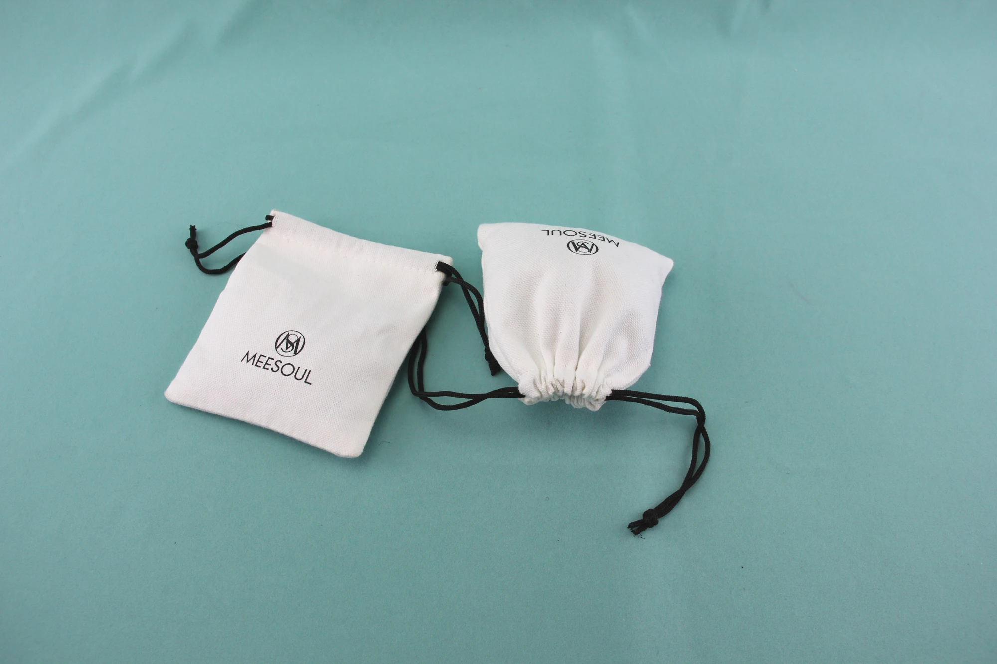 Custom White Canvas Drawstring Pouches Cover Cotton Bags Jewelry Party for Dust Gifts