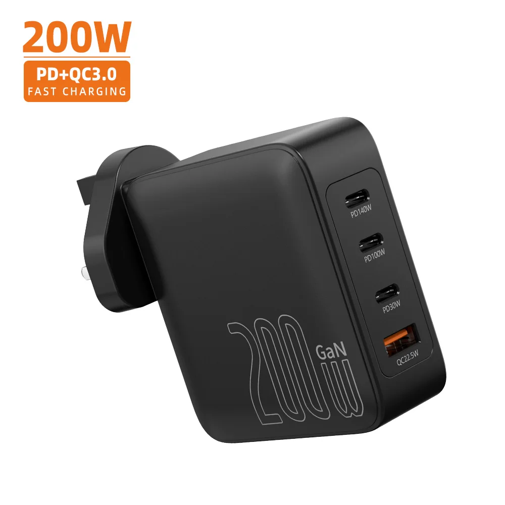 Vina Gan PD3.1 200W 4- Port A+C PD Wall Charger Quick Charging for IPhone Mac book Laptop Phone