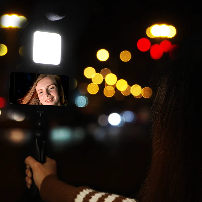 Mobile Phone Clip Tripid Mike microphone Kit Set Rechargeable Portable Conference live LED Mini Video Light Camera Fill Lamp