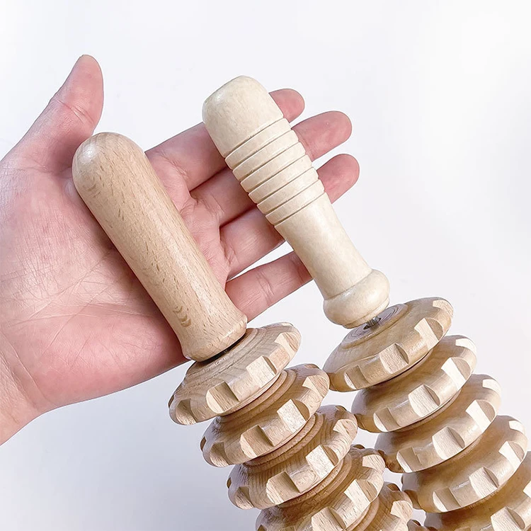 Beech Wooden Massage Roller Stick Thin Body Lumbar Cervical Spine Back Shoulder Leg Wooden Meridian Fitness Tool
