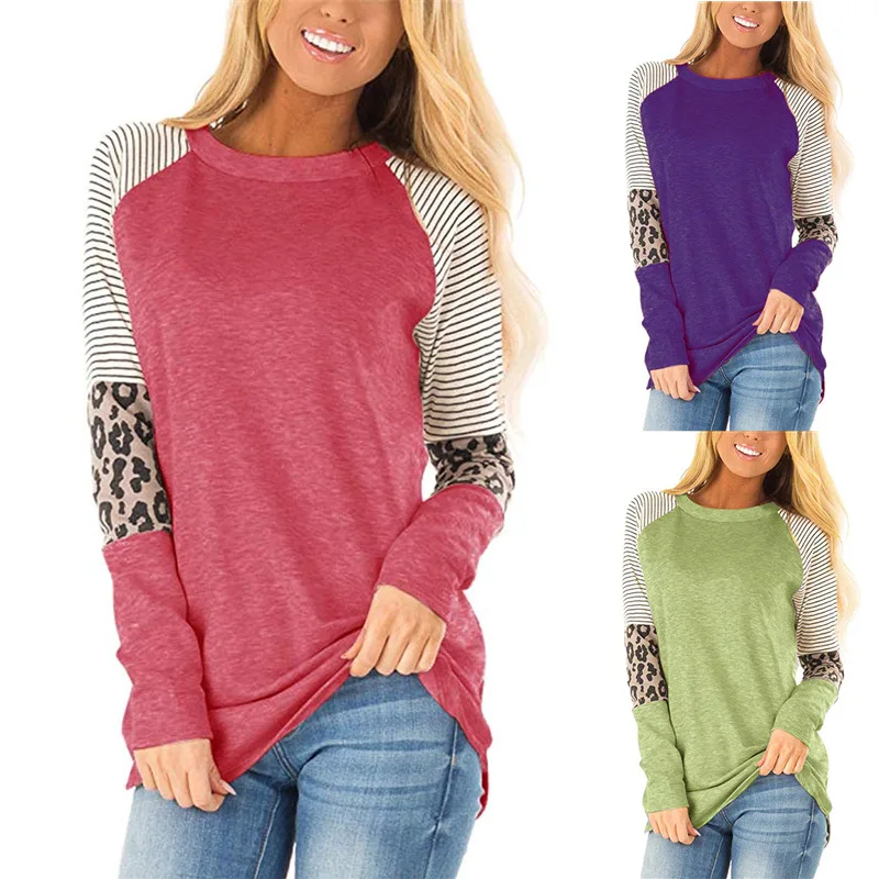 Женская футболка с длинными рукавами, Повседневная Свободная блузка с длинным рукавом и круглым вырезом, большие размеры, лето 2021