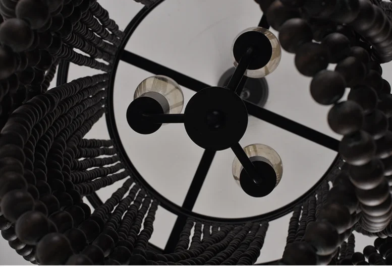 American  countryside BOHEMIA Retro Wood Art Wooden Bead Design Nordic Ceiling Lighting Chandelier For Living Room