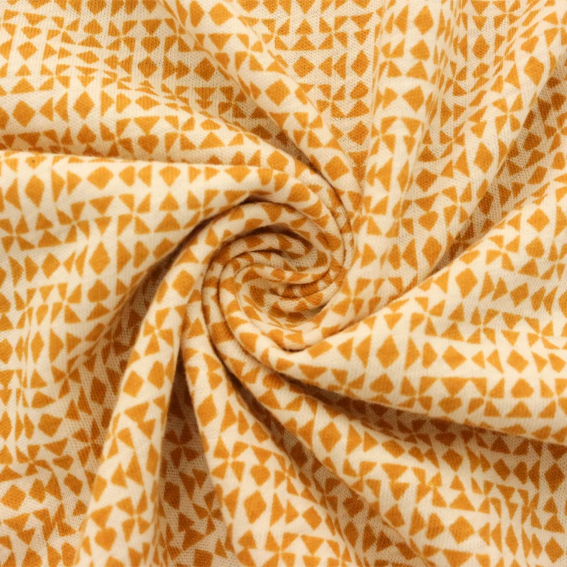 Hot selling 50% linen 50% cotton printed single jersey Eco-friendly yellow knit fabric for child clothing