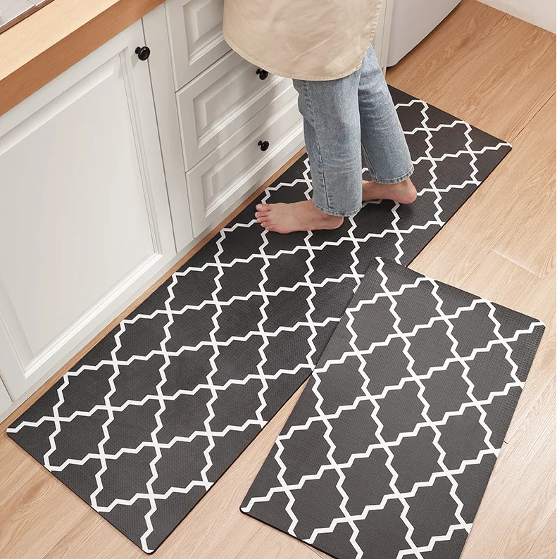 Wholesale microfiber printed carpet anti fatigue kitchen mat direct selling modern long anti-skid indoor floor dry PVC
