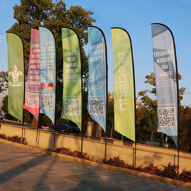 Promotion Feather Flag Flying Flags and Banners Custom advertising feather bow bali beach flags