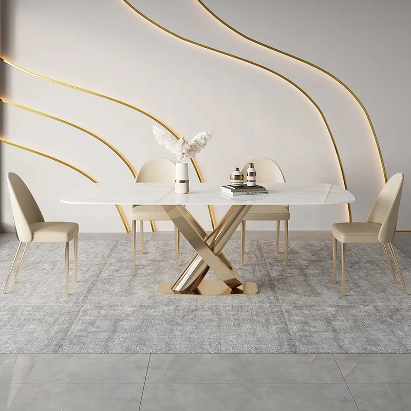 2022 New Design1.8 Meter  Sintered Stone or Marble  Table TOP Dining Table And Dining Chair