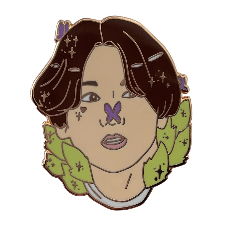Горячая Распродажа Корейская группа Idol металлические булавки для лацканов с красивым мальчиком и цветком жесткая эмалированная булавка покрытием из розового золота