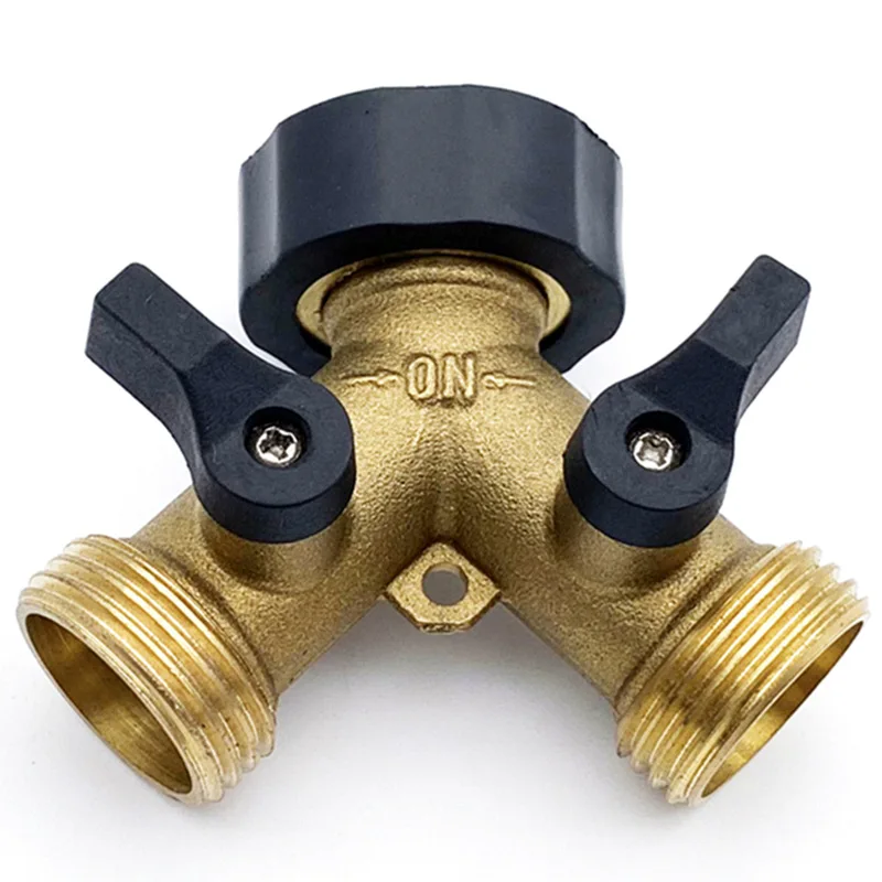 High Quality Water Adapter Irrigation Brass Hose Splitter Connector Y garden Two 2 way ball valve