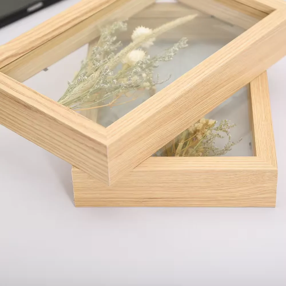 Custom Artwork Dried Flower Display Table Decoration Double Sided Acrylic Press Flower Plant Specimen Frame