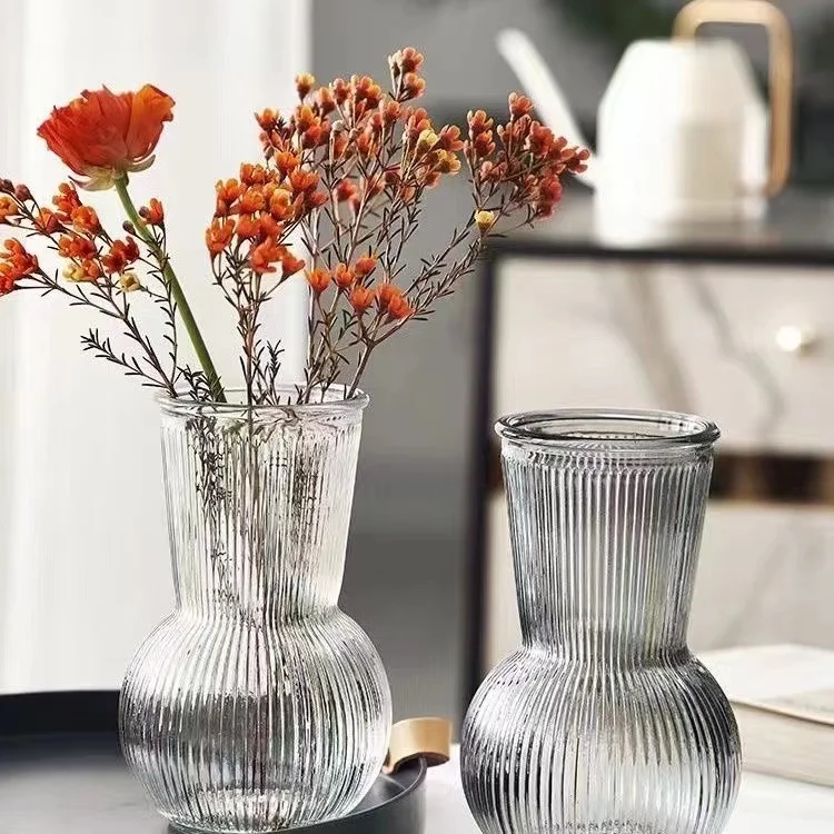 Luxury home decor Crystal Vase Wedding Center Unique shape vertical stripes clear glass vase vase
