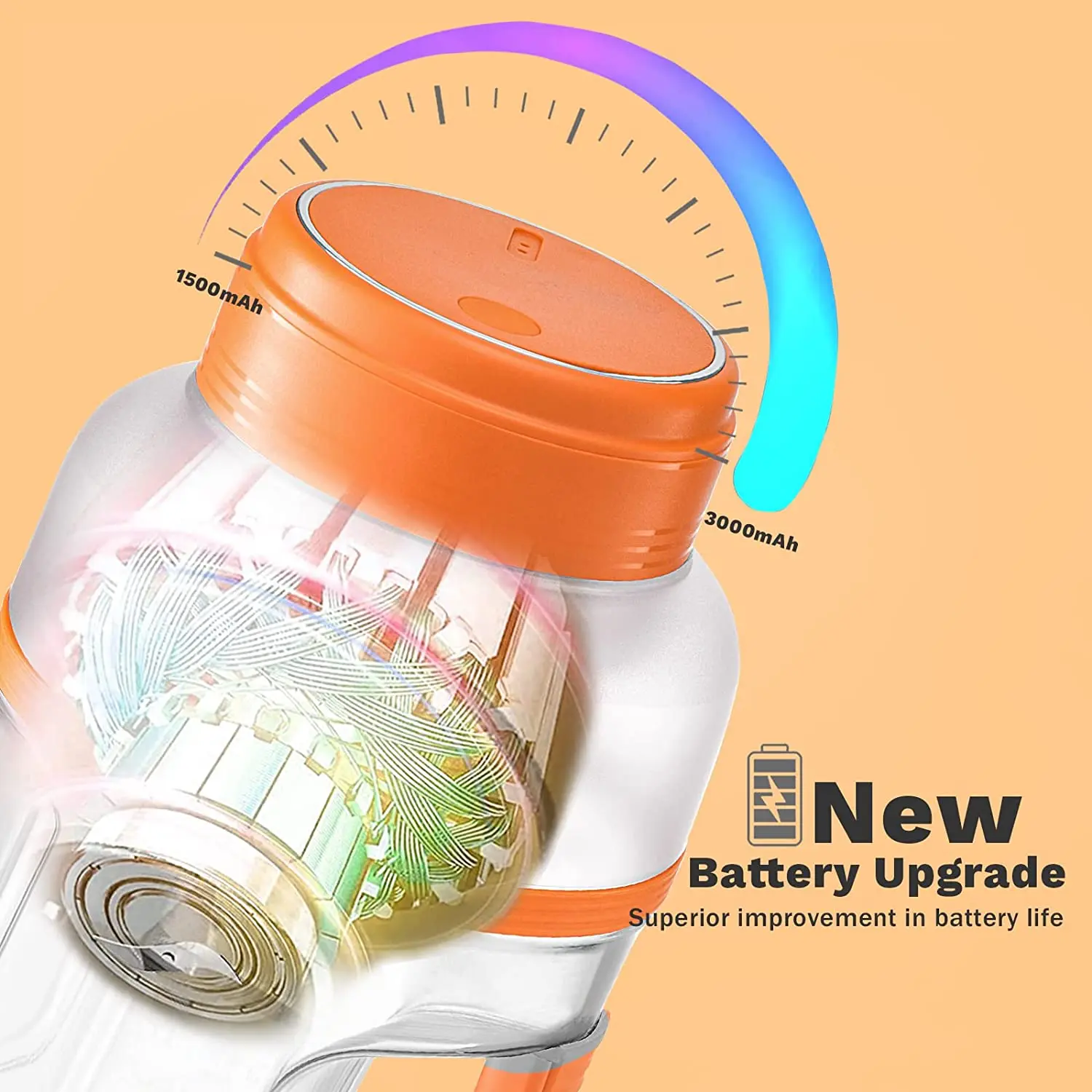 Instock Portable Juicer Cup 1L with BPA Free Healthy Material Lemon Orange Juice Blender USB Rechargeable Sports Drink Bottle