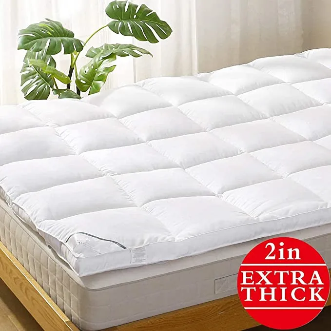 Mattress Topper Twin Pillowtop Bed Topper Cooling Mattress Pad with Anchor Bands - Extra Thick 2inch