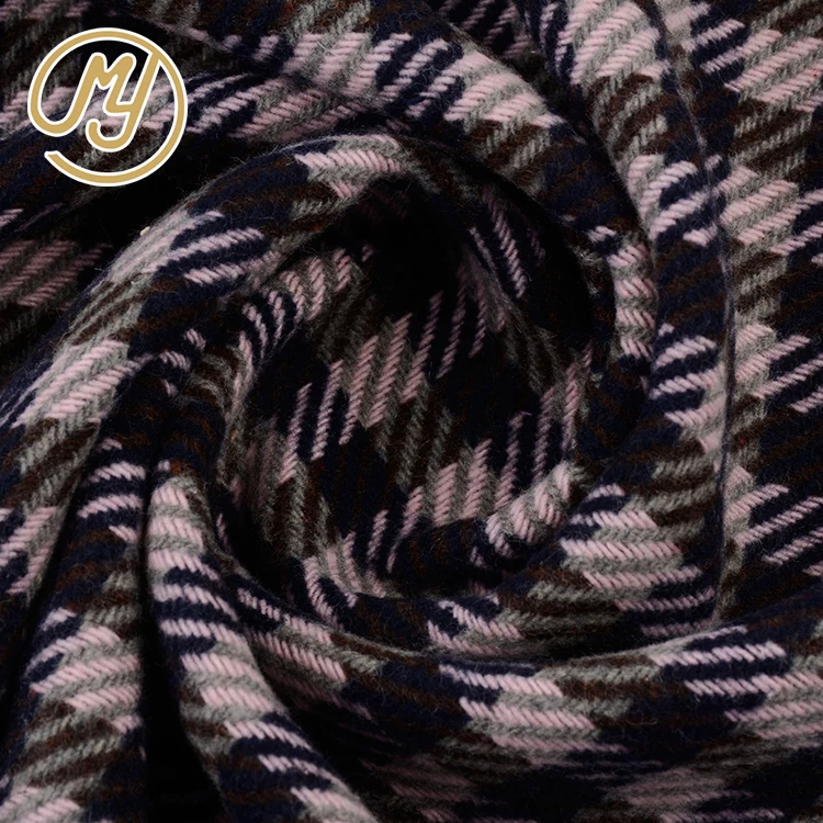 
Hot sale OEM Italian yarn dyed tartan plaid women coat wool blend fabric polyester 