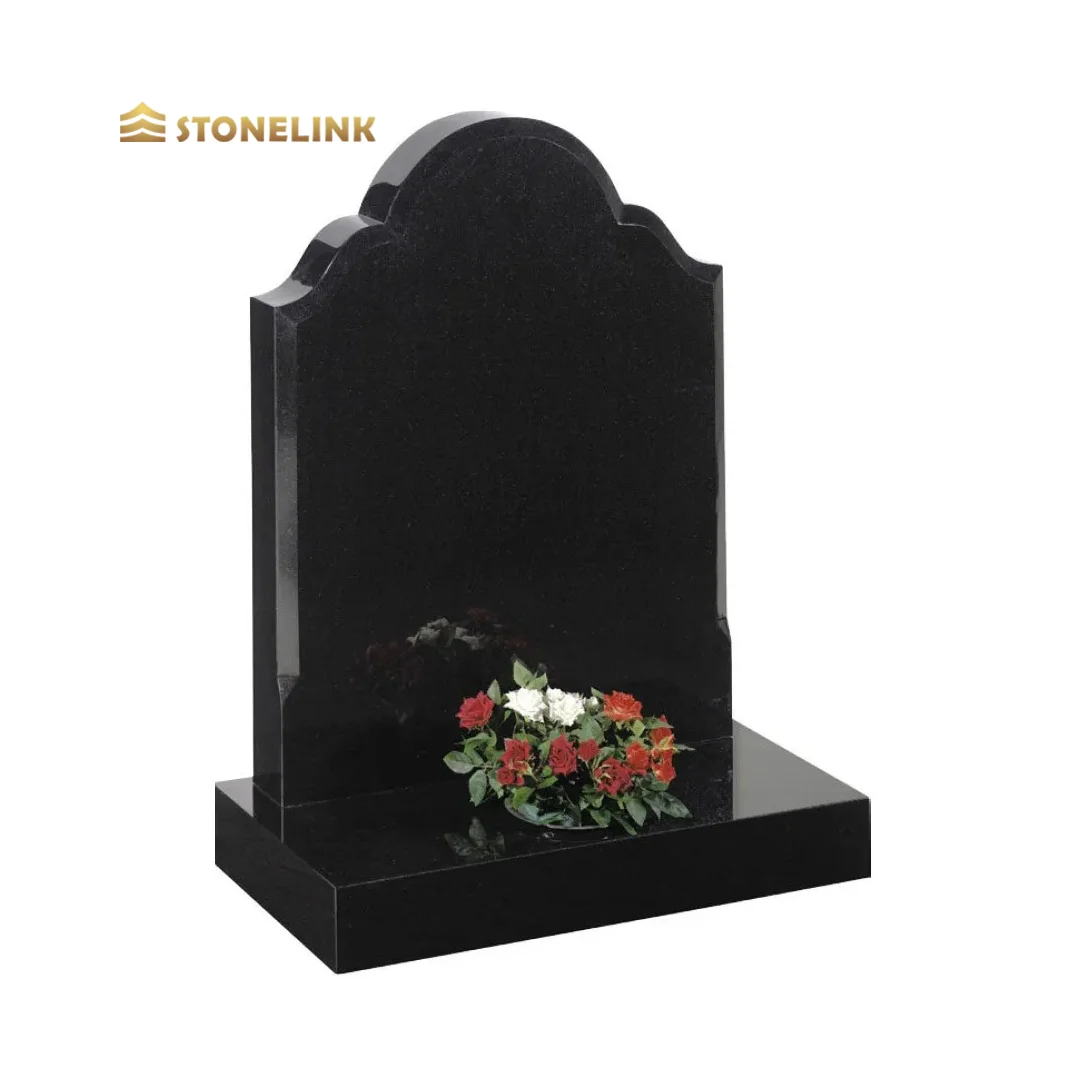 Stonelink Custom Beautiful Design Monuments Absolute Black Granite Tombstone Headstone For Grave