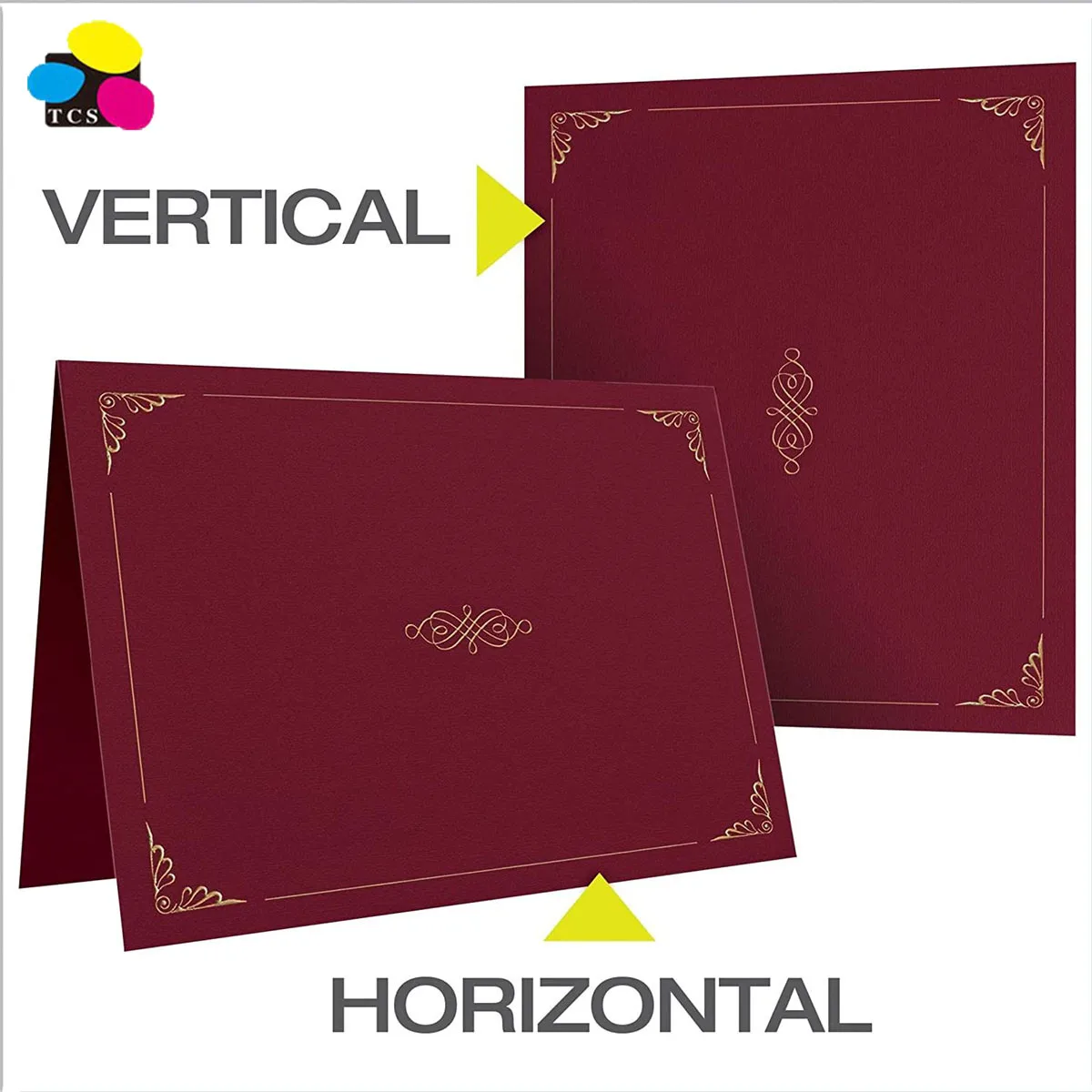 Cheap gold-foil embossed covers with a linen finish 30% recycled fiber Burgundy Letter Size 30pcs/box Paper Certificate Holders