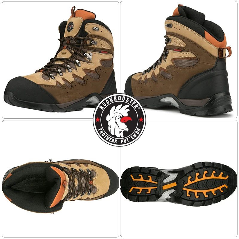 Защитные ботинки ROCKROOSTER из углеродного волокна, мужские рабочие ботинки широкого размера EH, водонепроницаемые строительные промышленные ботинки, защитные ботинки