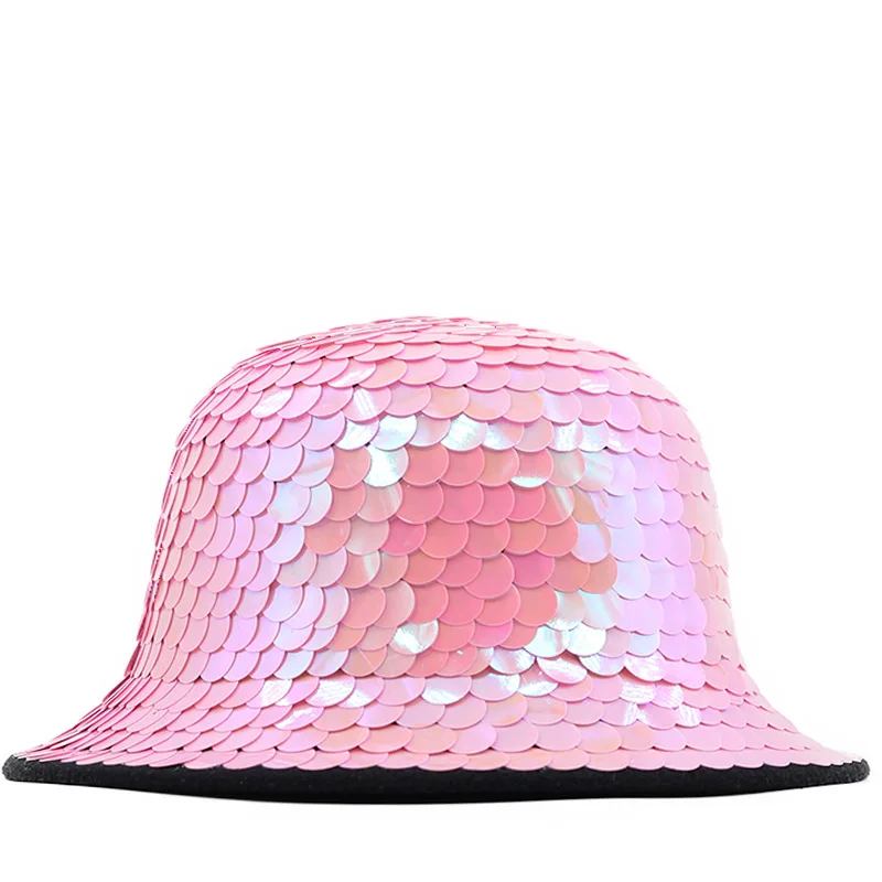 Most Popular and Hot Selling Disco Fisherman Hat New Party Decoration Pink Sequins Silver Hat