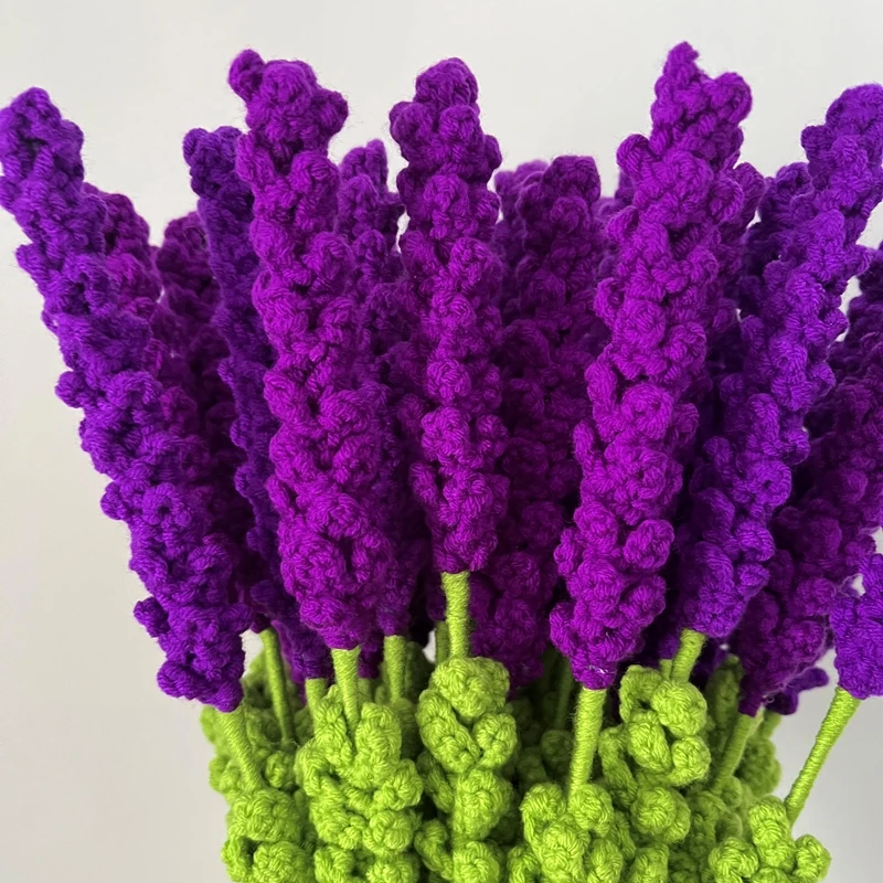 Home Decor Ornament Bouquet Gift Handmade Knitted Crochet Flowers For Wedding Anniversary Day Gifts