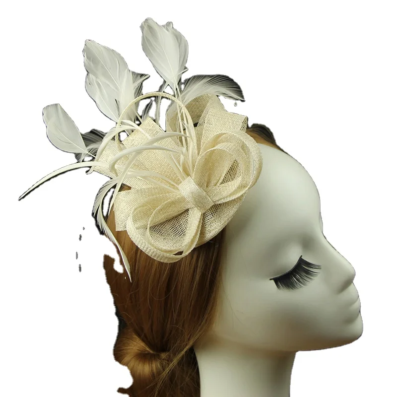 Custom dancing party Multi colored feather hair accessories Fashion Feather and Sinamay Fascinator Hats for Ladies