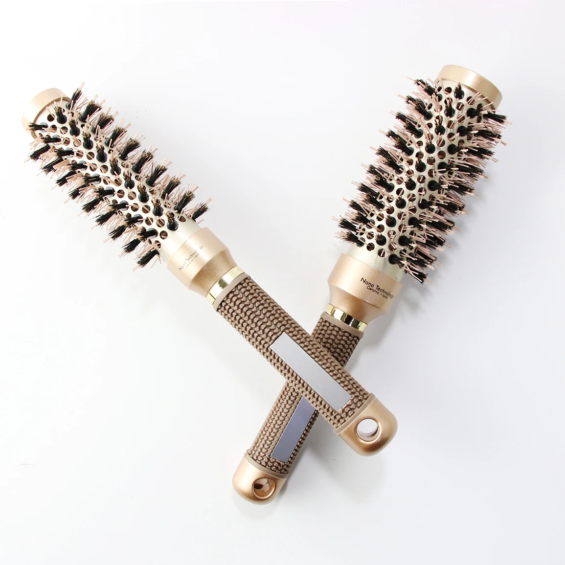 Round Boar Bristle Styling Hair Brush Straightener Ceramic Straightening Brush Round Ionic Hair Brush