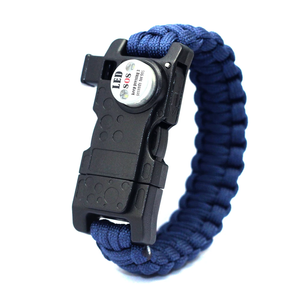New Design Paracord Buckles LED Survival Bracelet, Good Quantity Outdoor Activities Custom Whistle Survival Paracord Bracelet