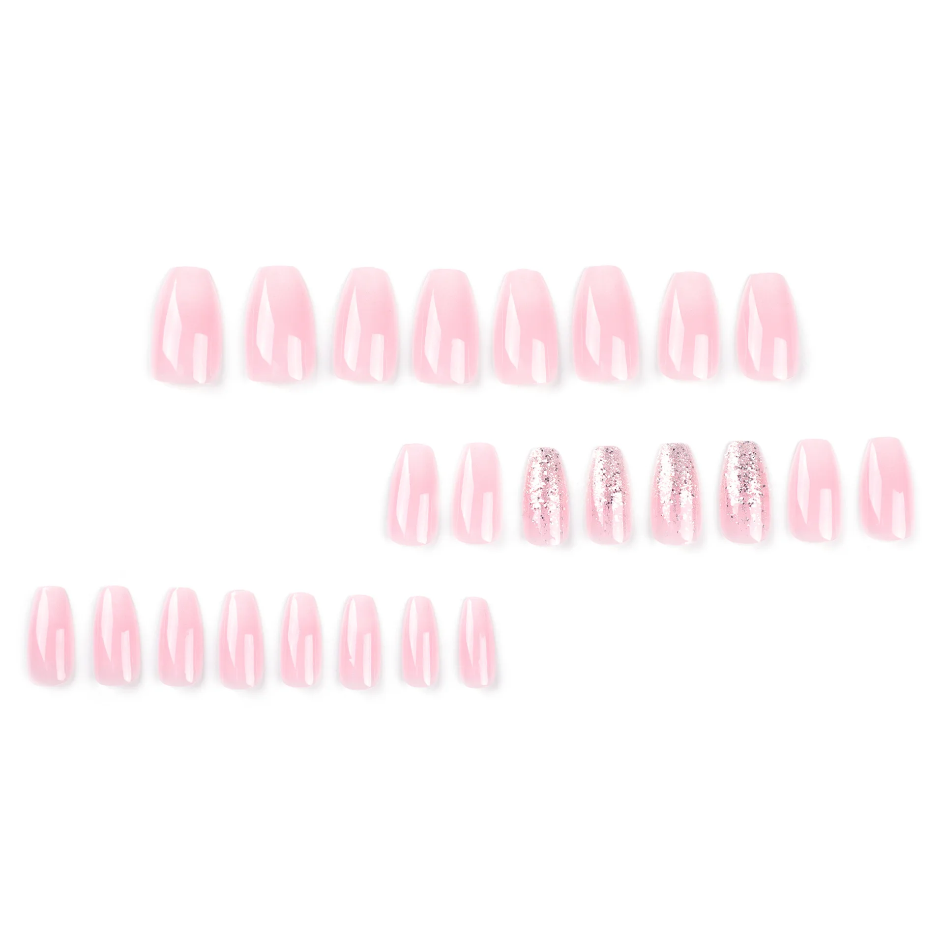 Wearable pink and white gradient glitter ins-style nail art products wholesale press on nail