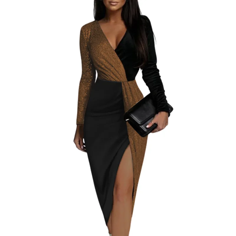 Matched Color Fashion and Hot Sale High Waist Compression Long Sleeve Fitness Evening Prom Dress