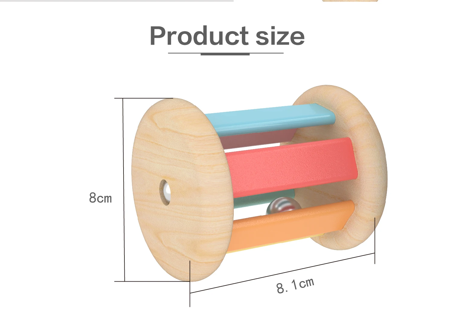 Montessori Ball Cylinder Rolling Drum  Bell With Wooden Handle Baby Musical Toys Intellectual Development Educational Toys