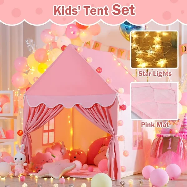 Kids Tent with Padded Mat,  Kids Playhouse Play Tents for Toddlers - Kids Play Tent Indoor Toy House Gifts for Girls Boys