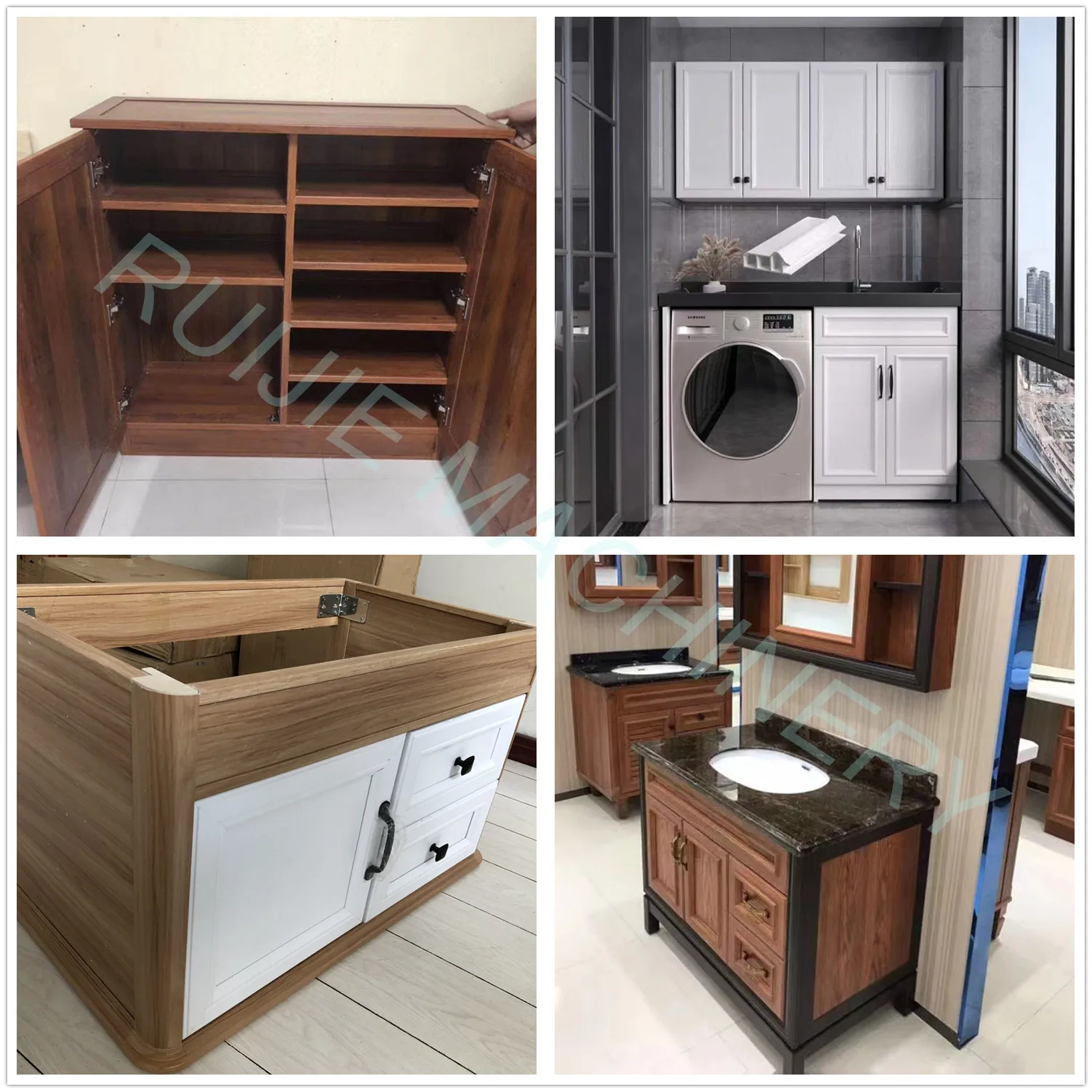 Bathroom vanity cabinets Toilet furniture PVC panel Modular homes kitchen cupboard panel production line