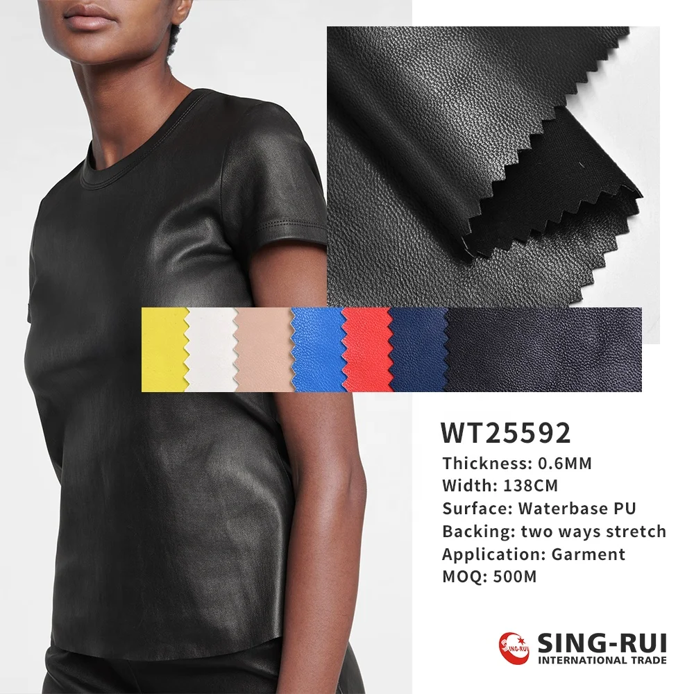 Eco Vegan Waterbase pu Leather Animal Free Recycled backing fabric For Garment