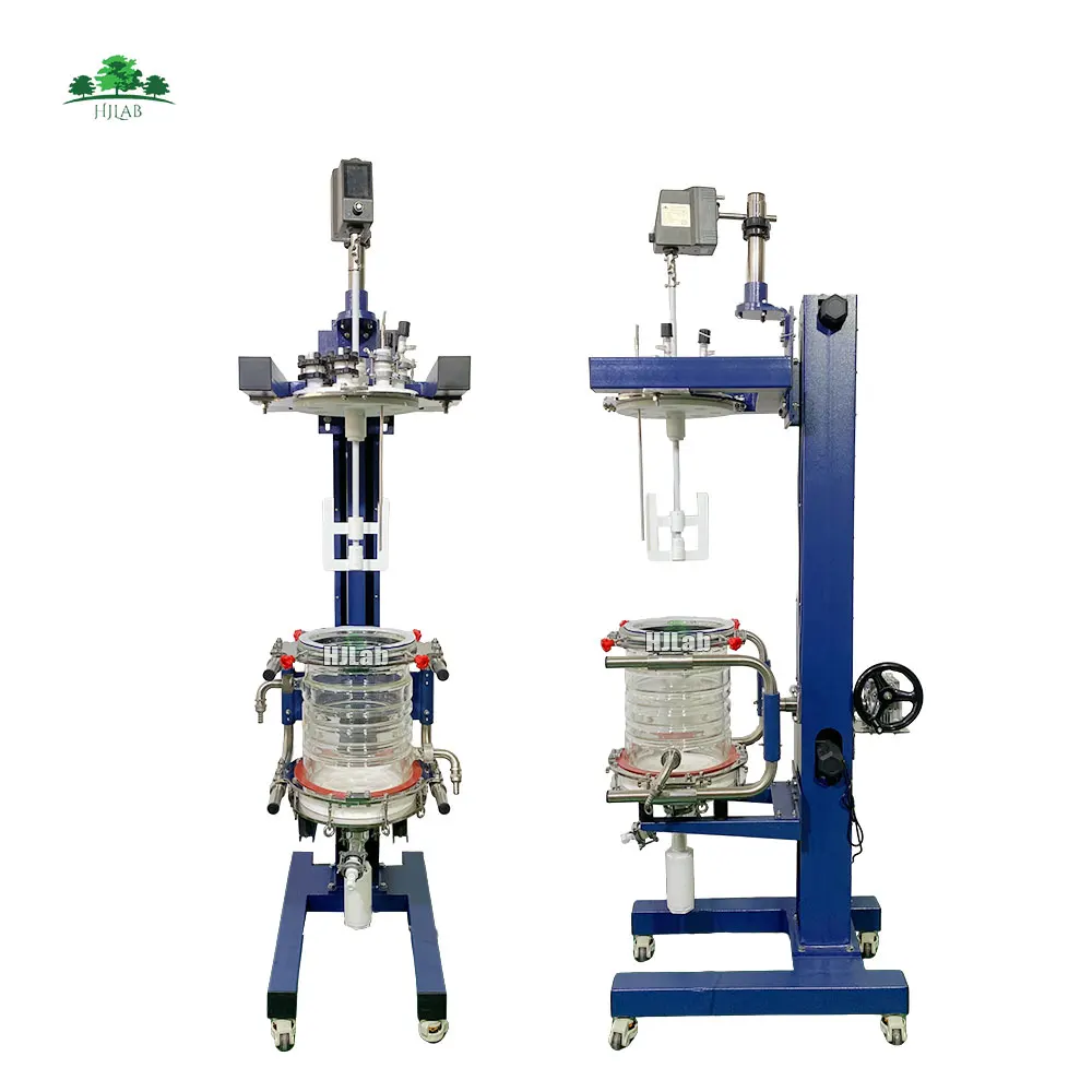 HJLab 20L PTFE Filtration Lifting and Rotation Jacketed Glass Reactor with Dynamic Temperature Control