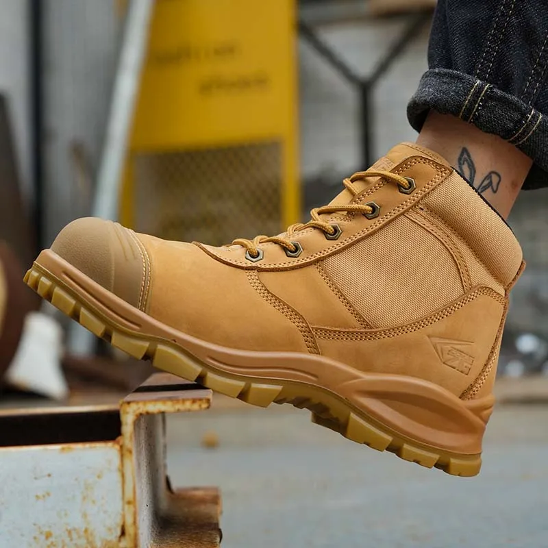 SHIELD Upper Puncture Resistant Steel Toe Safety Shoes Shock Proof Antislip Antistatic Men Women Safety Boots