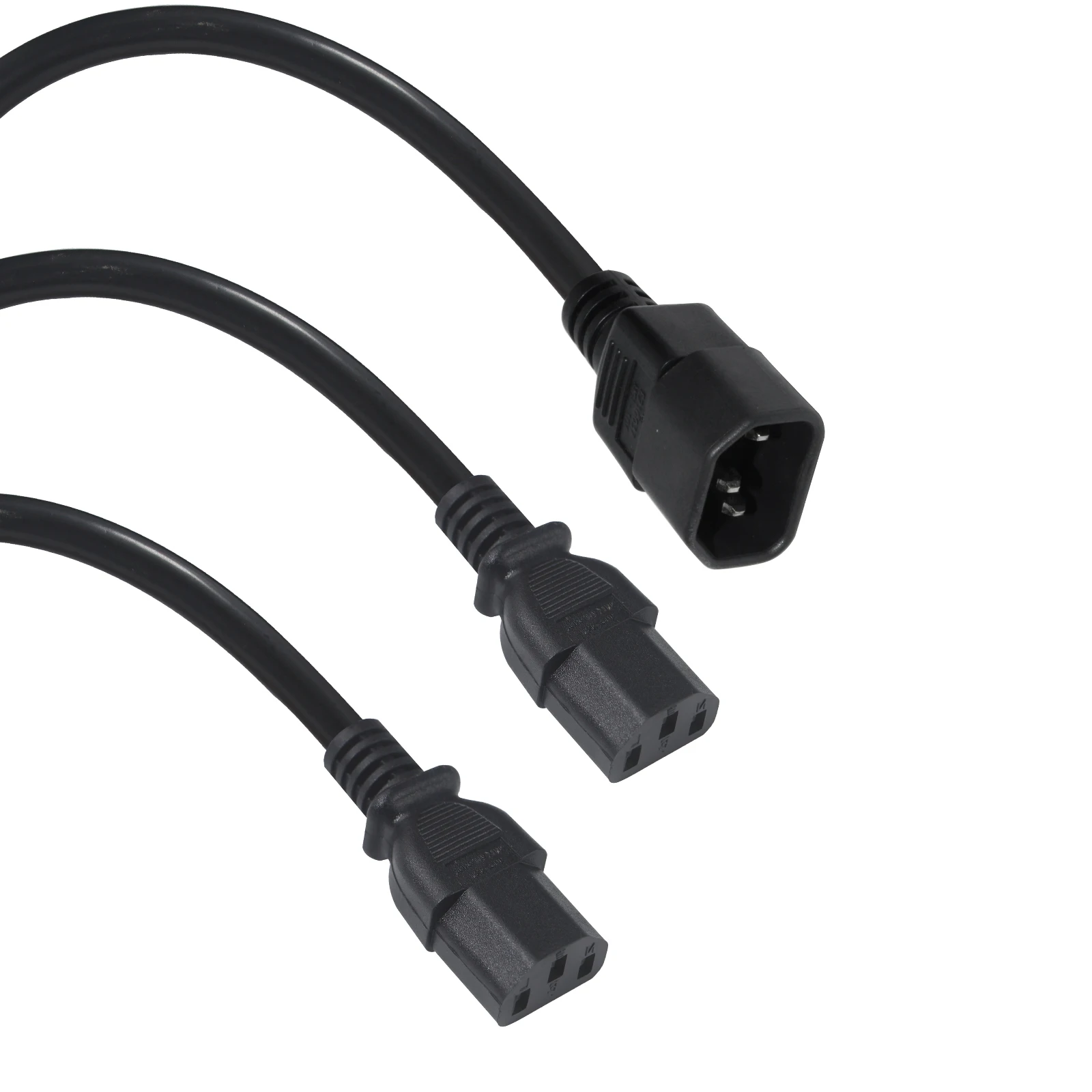 Iec Male Connector Plug And Computer Y Power Extension Cord C14 To 2X C13 Splitter Cable