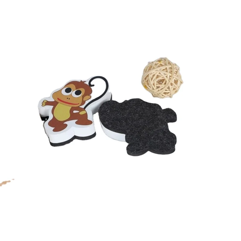School office monkey colorful magnetic felt whiteboard eraser color EVA whiteboard eraser OEM customized