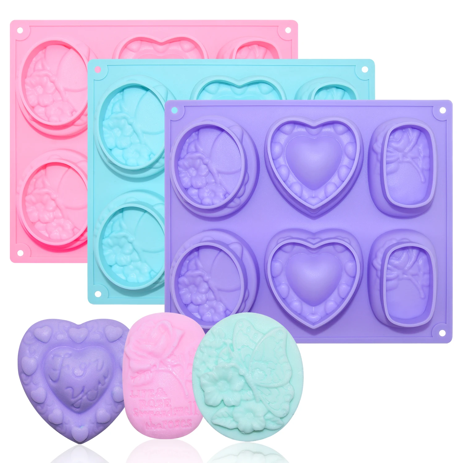 Wholesale Choice Oval Soap Moulds 6 Cavities DIY Homemade 3D Rose Soap Mold Silicone