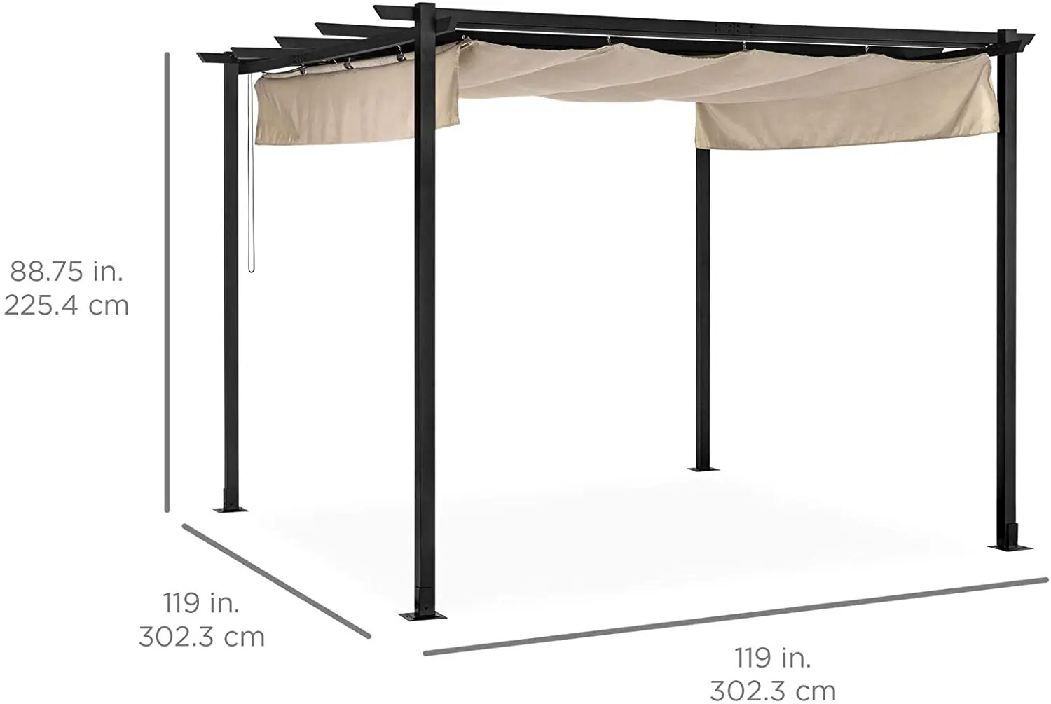 Heavy Duty Outdoor Resistant Steel Retractable Polyester Pergola With Weather