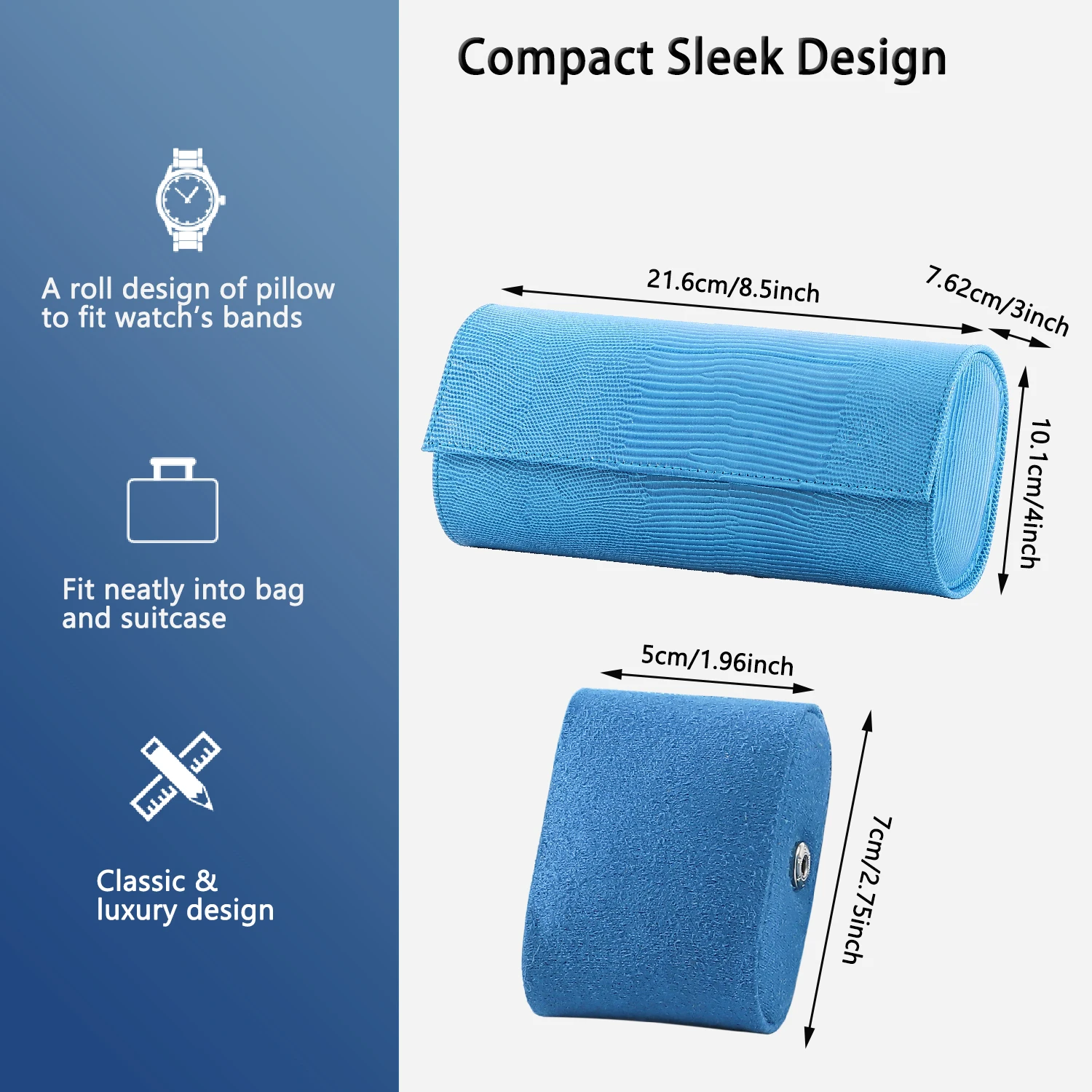 Custom 3-Slot Luxury Leather Watch Roll Case for Travel Sleek Travel Case for Watches