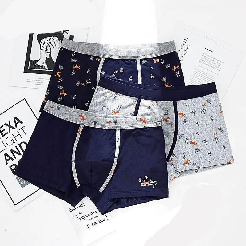 Оптовая продажа 95% хлопок 5% эластан боксеры для мужчин нижнее белье с принтом мужские