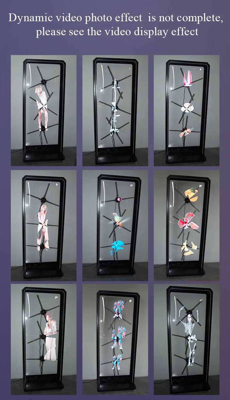 1*3 65Cm Holographic Fan Splicing Human Size Cabinet Projector 3D Hologram Advertising Fan 3D Hologram Projector