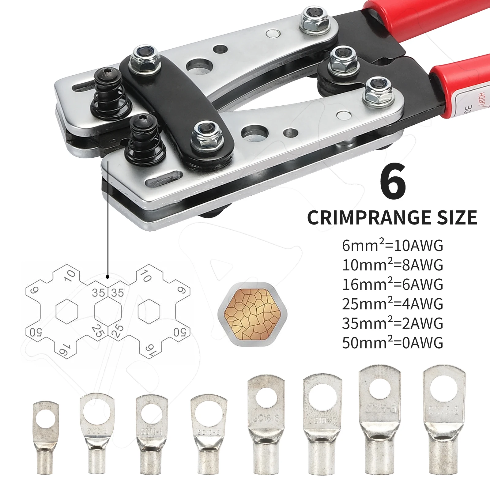 Battery Cable Lug Crimping Tool Kit For Copper Battery Cable Crimper with Stripper 60pcs Copper Battery Lugs/Heat Shrink Tubes