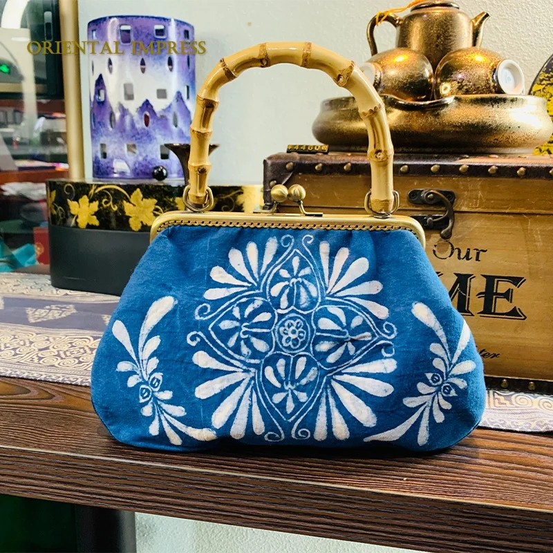 2021 new arrival oriental style batik printed women hand bags lady tote bag