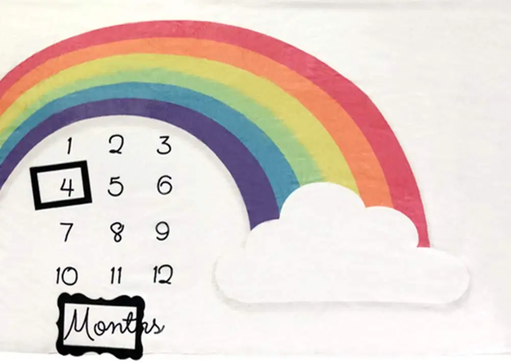 BSCI 1 luxury Thick double sided printing  manufacturer Background Blanket rainbow floral Baby Monthly Milestone blanket