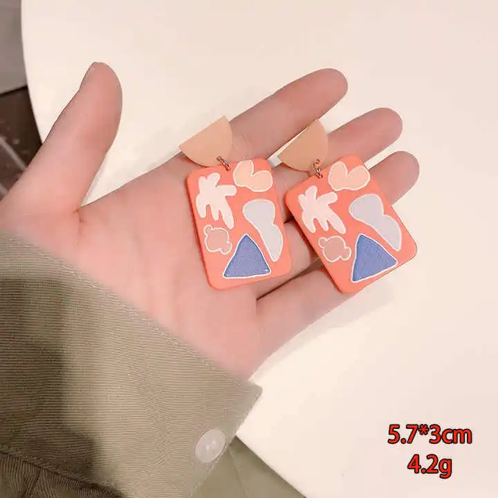 Fashion Trendy Jewelry 2023 Diy Graffiti Flower Resin Acrylic Dangle Polymer Clay Designer Earrings