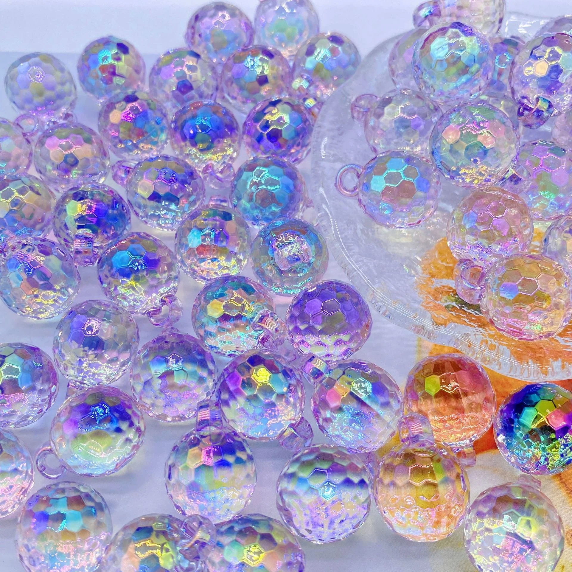 2023 Hot Selling AB Color 16mm Round Acrylic Disco Ball Beads Hanging Soccer Beads For DIY Handmade Accessories